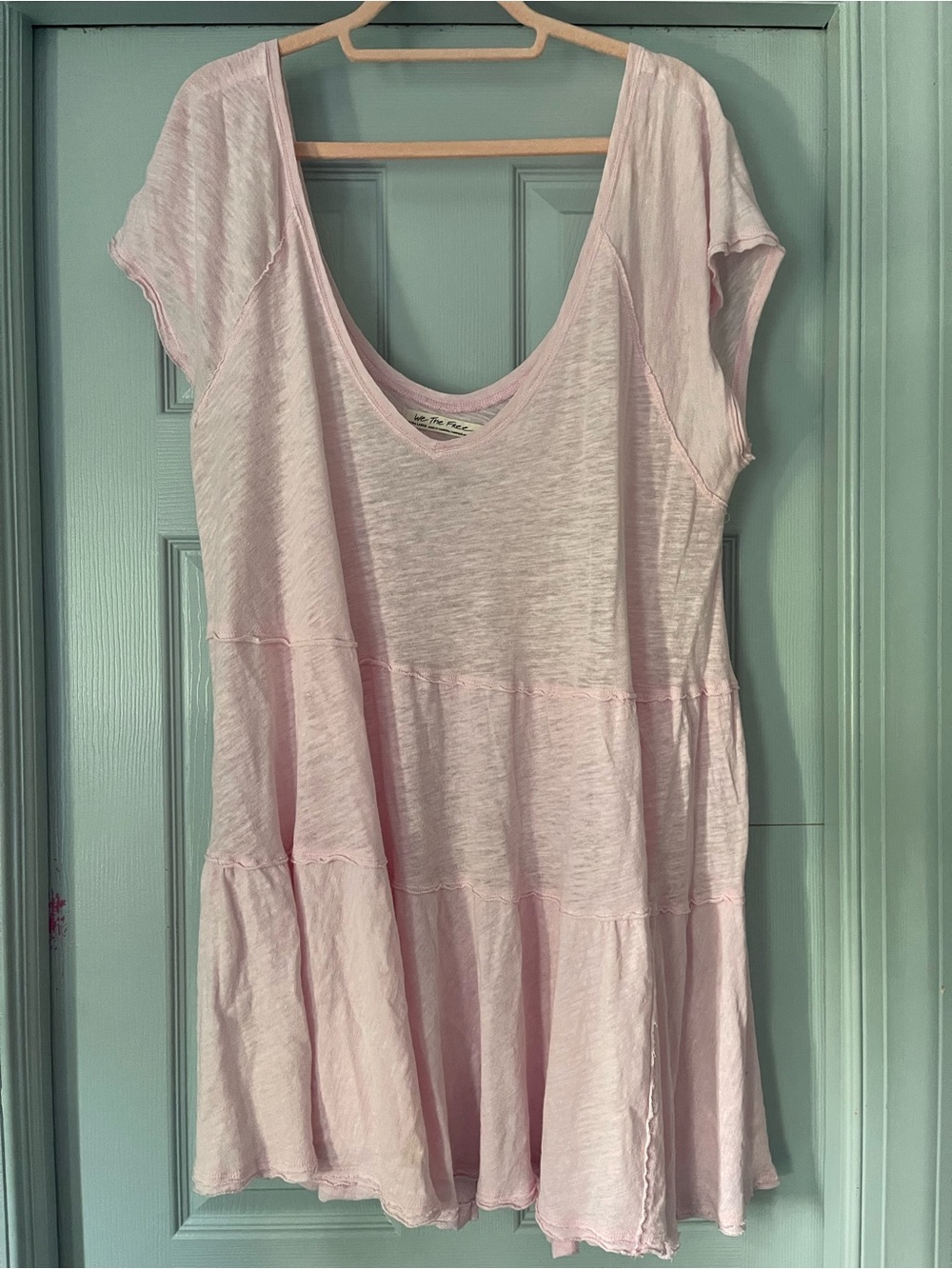 We The Free Pale Pink Tiered Scoop Neck Tunic Top